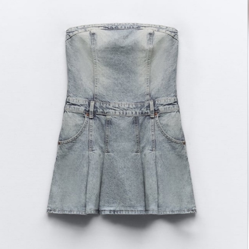 Zara Denim Strapless Mini Dress size xl
